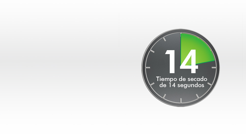 Tiempo de secado de 12 segundos de un secador de manos Dyson Airblade Tap