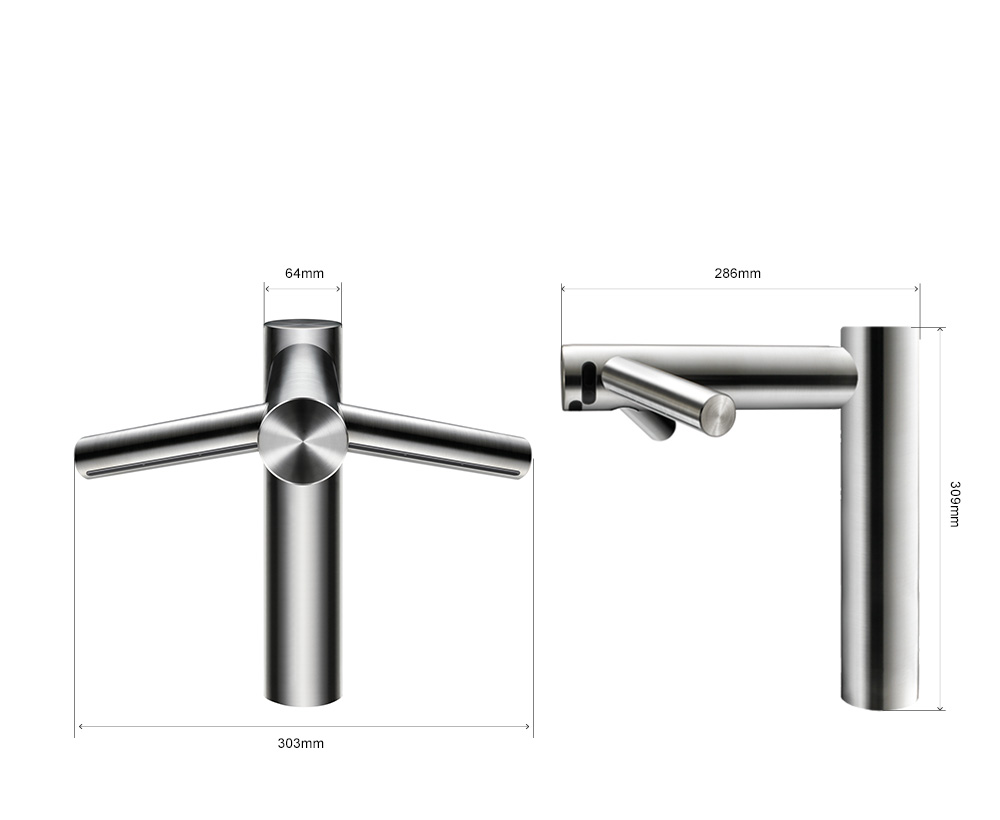Dimensiones del secador de manos Dyson Airblade Tap