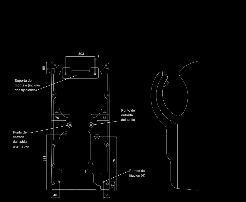 Internal dimensions of the Dyson Airblade dB hand dryer